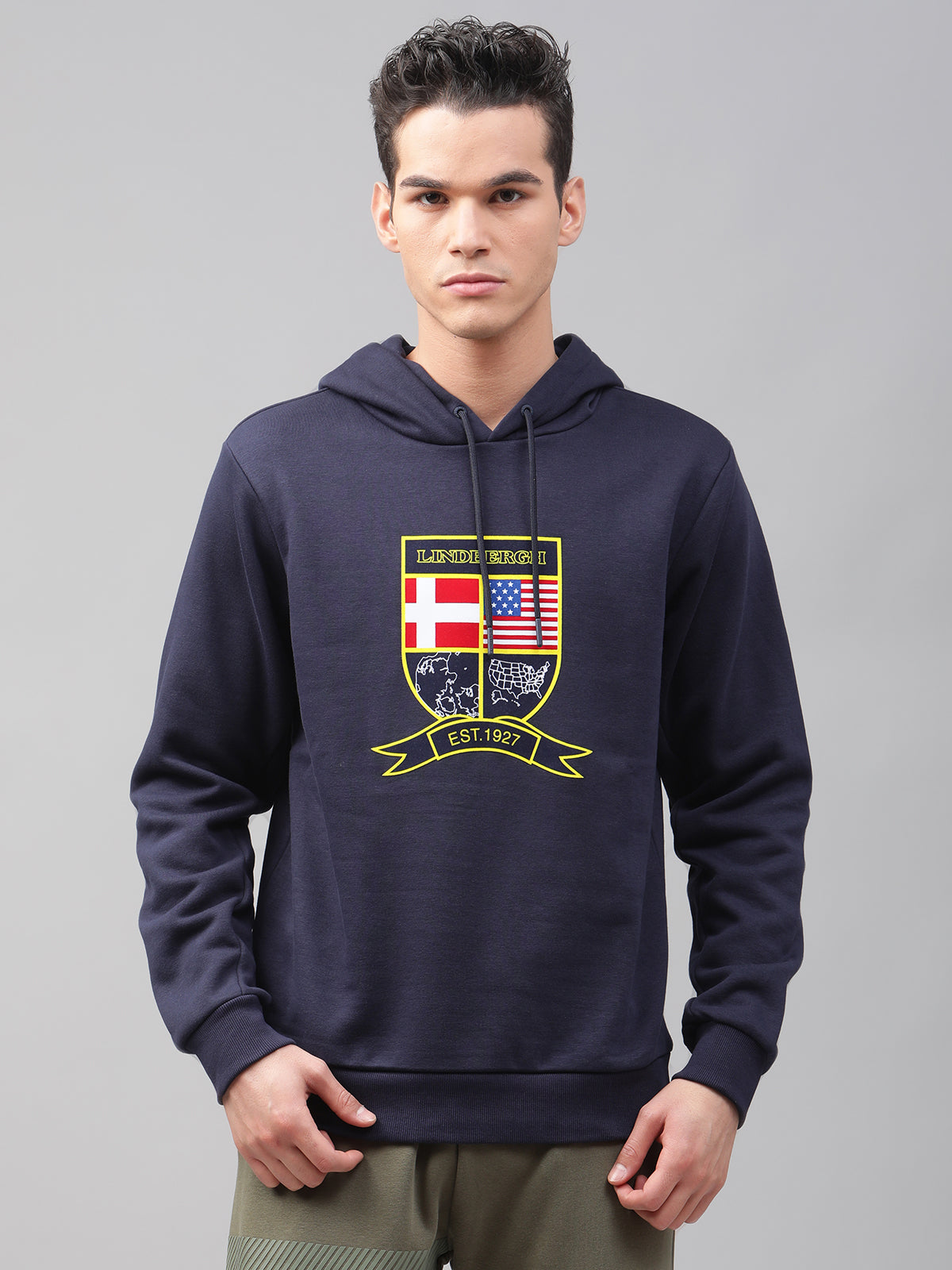 Lindbergh Men Blue Solid Round Neck Sweatshirt