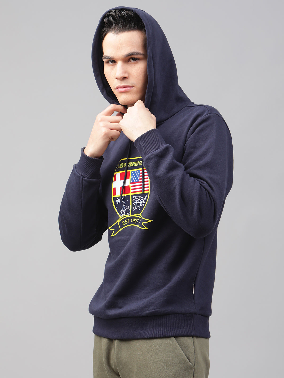 Lindbergh Men Blue Solid Round Neck Sweatshirt