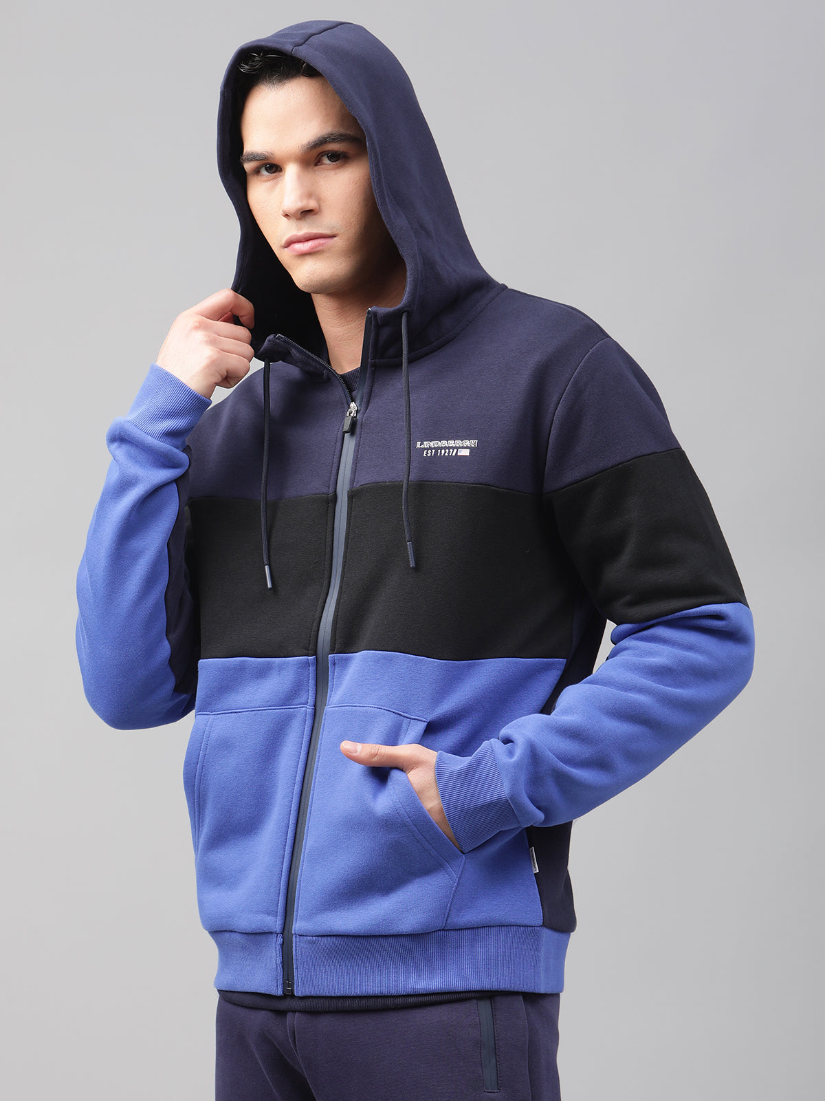 Lindbergh Men Blue Solid Round Neck Sweatshirt