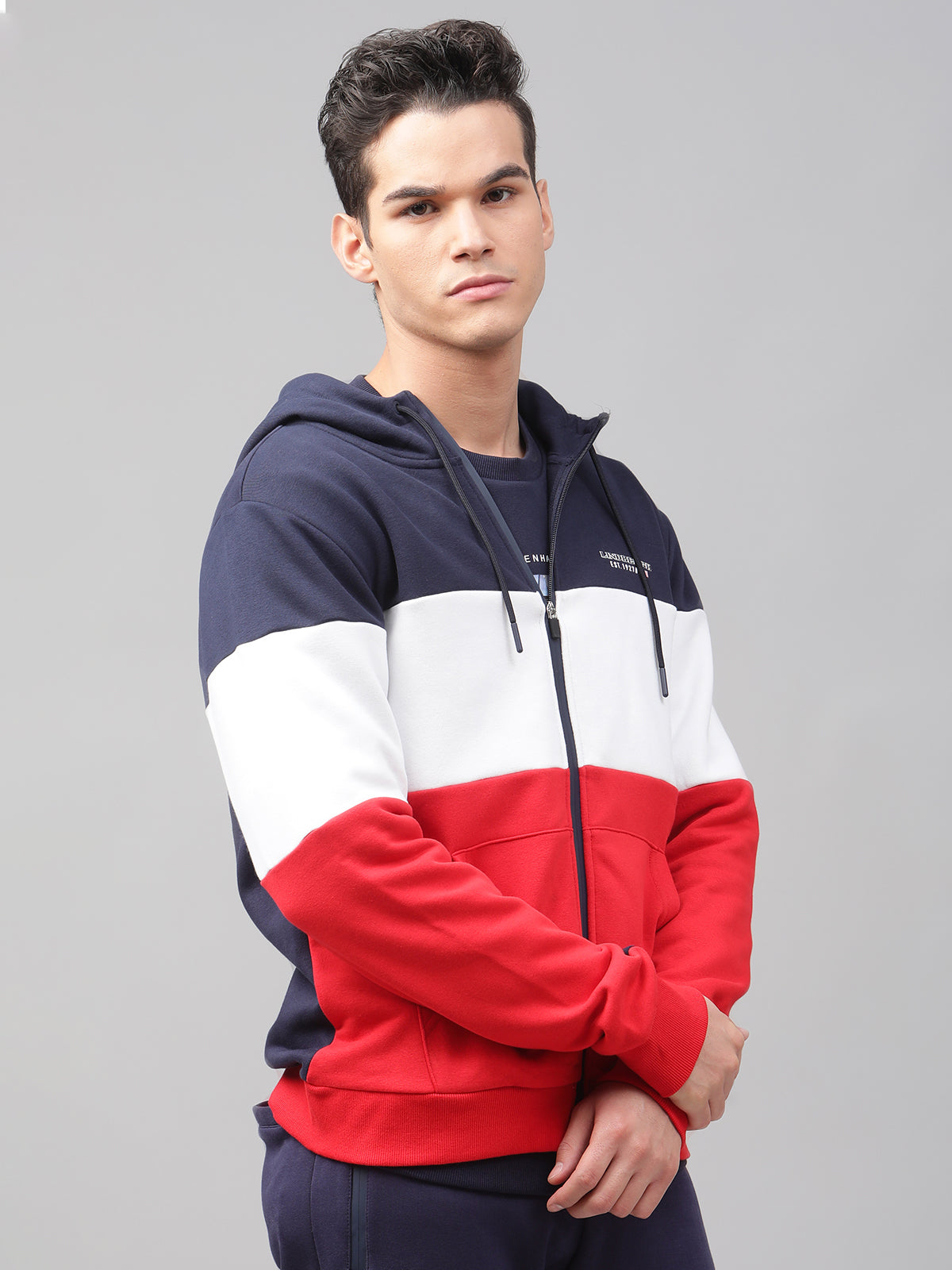 Lindbergh Men Blue Solid Round Neck Sweatshirt