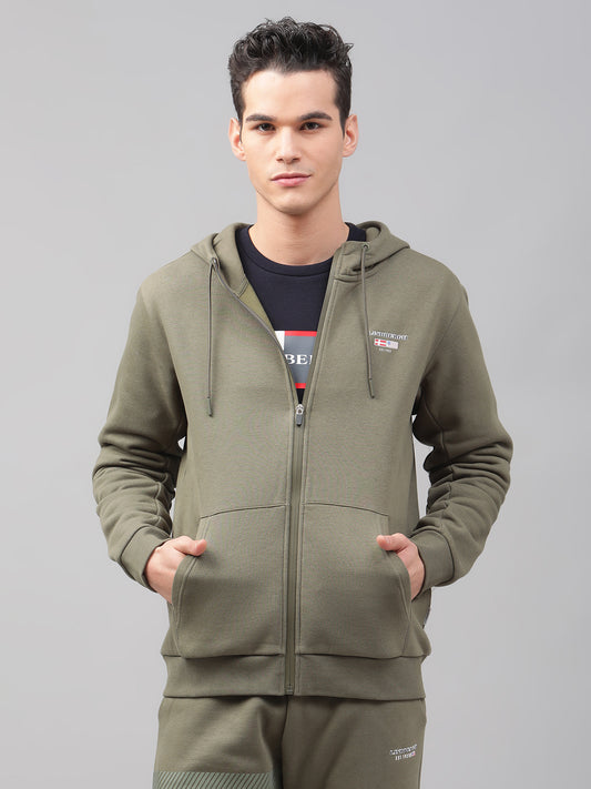 Lindbergh Men Green Solid Round Neck Sweatshirt