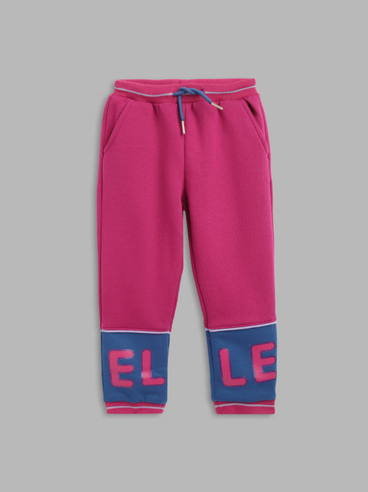 Elle Kids Girls Blue Solid Regular Fit Sweatpant