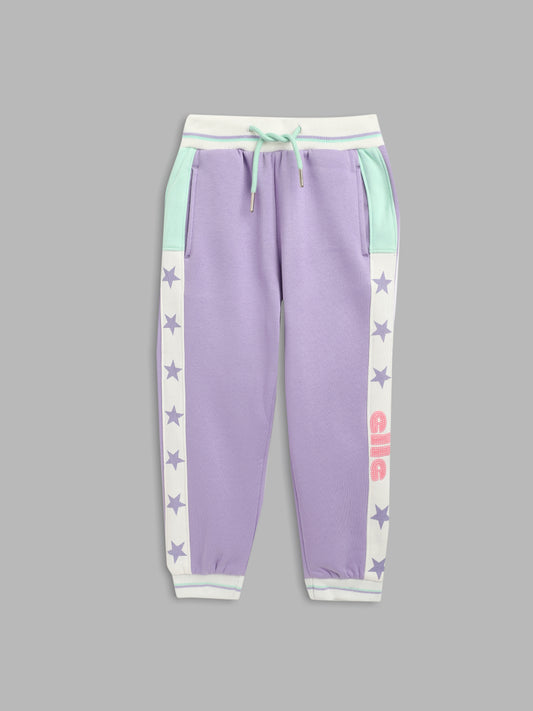 Elle Kids Girls Lilac Solid Regular Fit Sweatpant