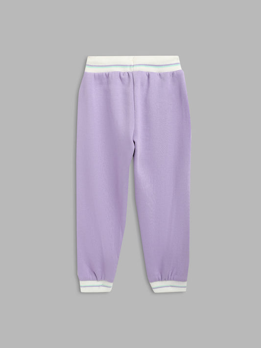 Elle Kids Girls Lilac Solid Regular Fit Sweatpant