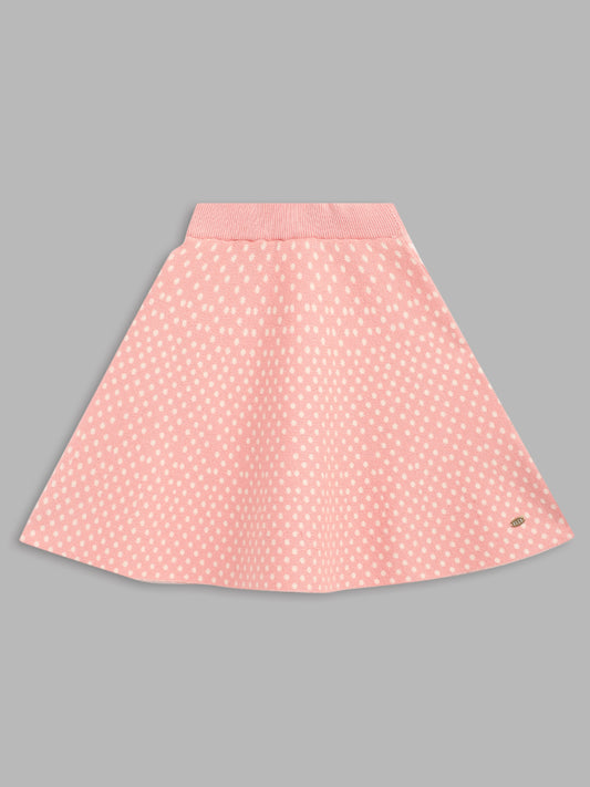 Elle Kids Girls Pink Printed Regular Fit Skirt