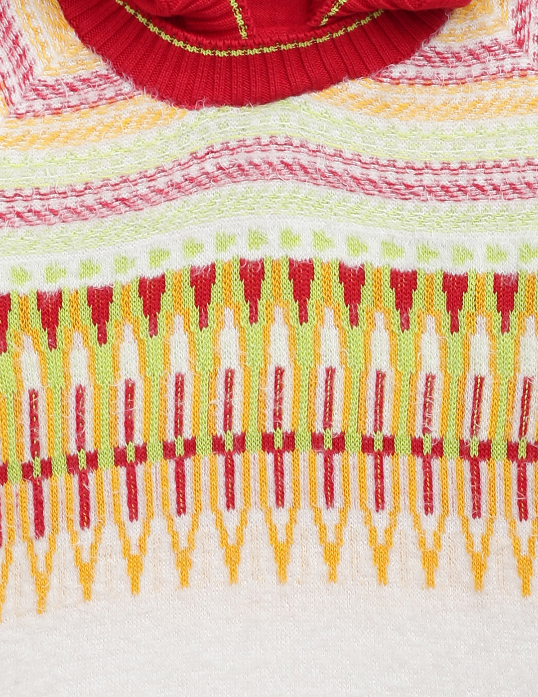 Blue Giraffe Girls Off White Solid Round Neck Sweater