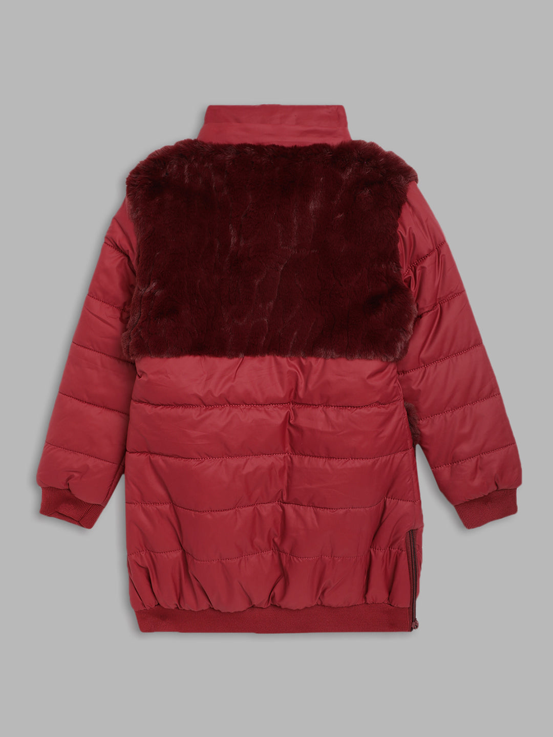 Elle Kids Girls Maroon Solid Collar Jacket