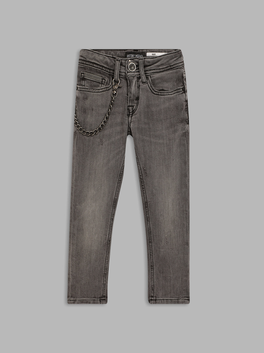 Antony Morato Boys Black Tapered Fit Heavy Fade Jeans