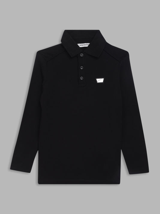 Antony Morato Kids Black Stretch Slim Fit Polo T-Shirt