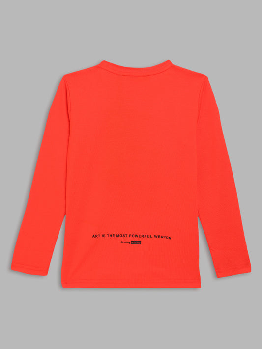 Antony Morato Kids Orange Rubber Injection Print Slim Fit T-Shirt