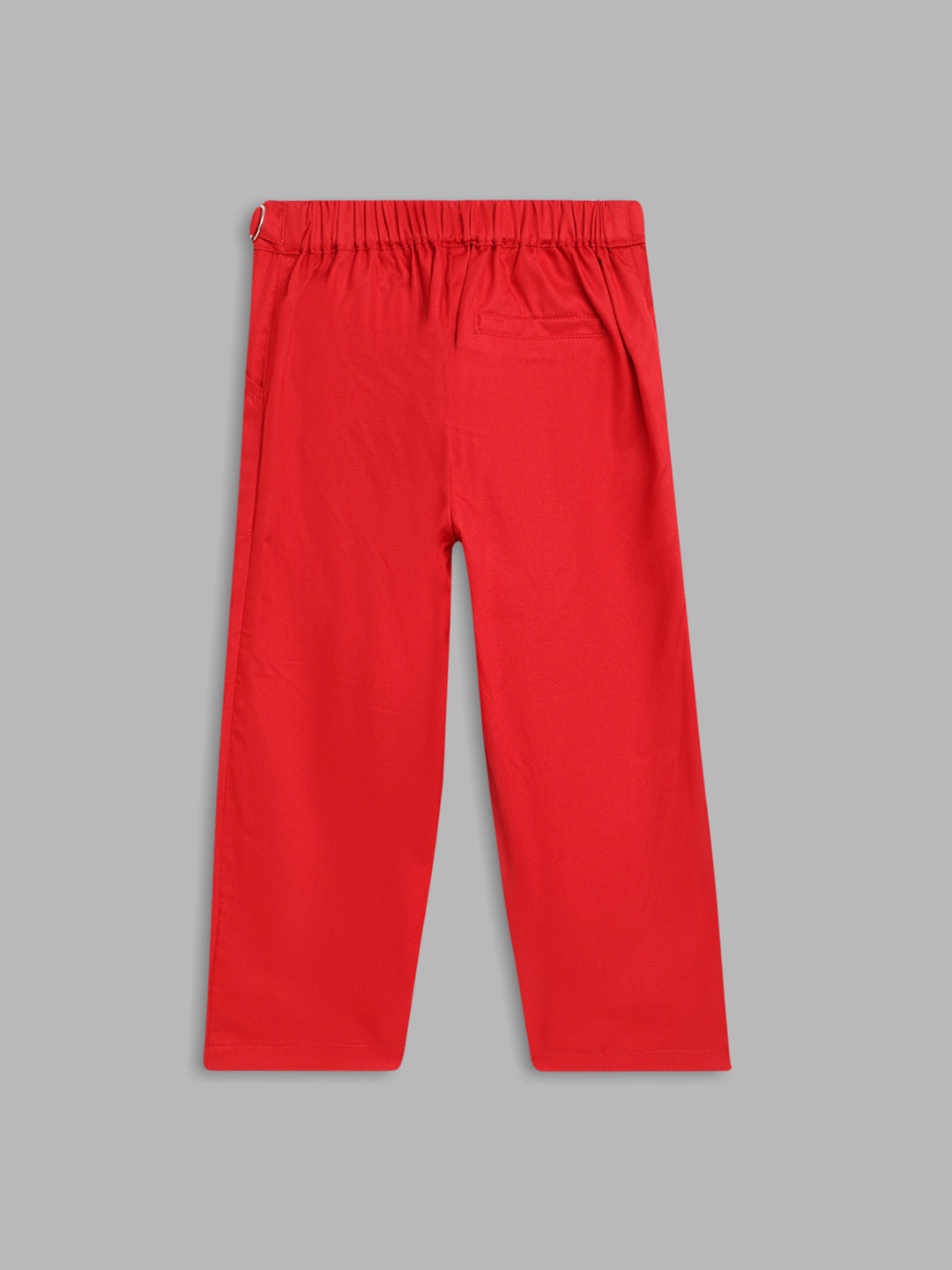 Blue Giraffe Girls Red Solid Regular Fit Trouser