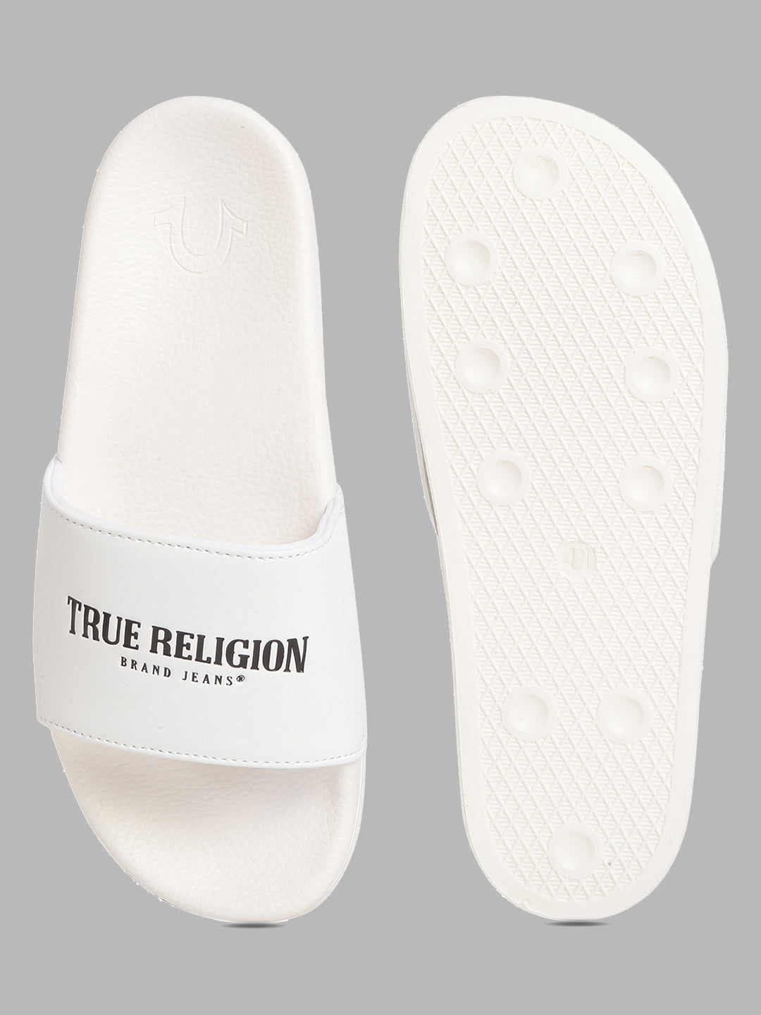 True Religion Men White Sliders
