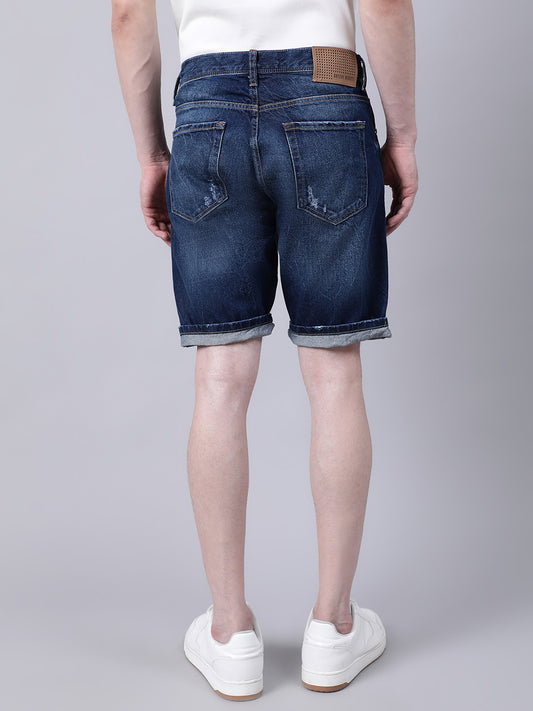 Antony Morato Men Blue Washed Slim Fit Denim Shorts