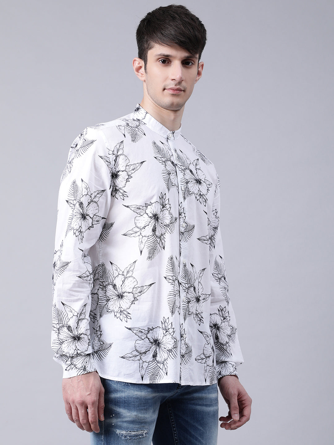 Antony Morato White Madrid Floral Print Straight Fit Shirt