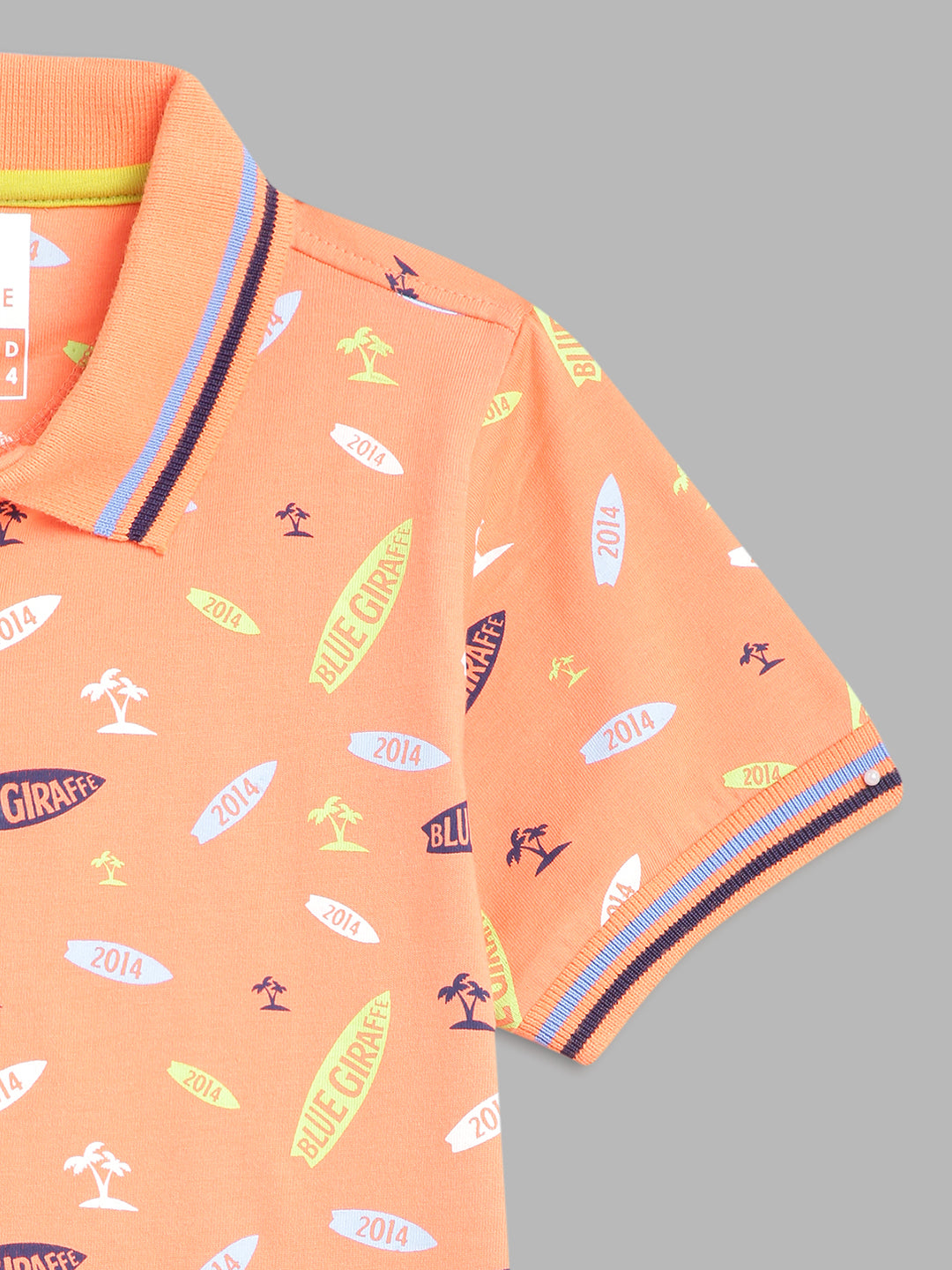 Blue Giraffe Boys Peach Printed Polo TShirt