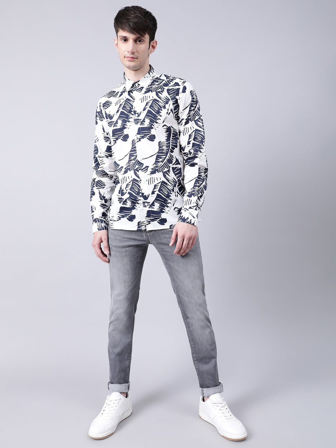 Antony Morato Navy Blue Barcelona Printed Straight Fit Shirt