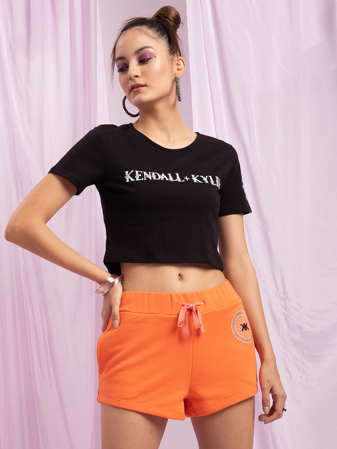 Kendall + Kylie Black Logo Slim Fit T-Shirt
