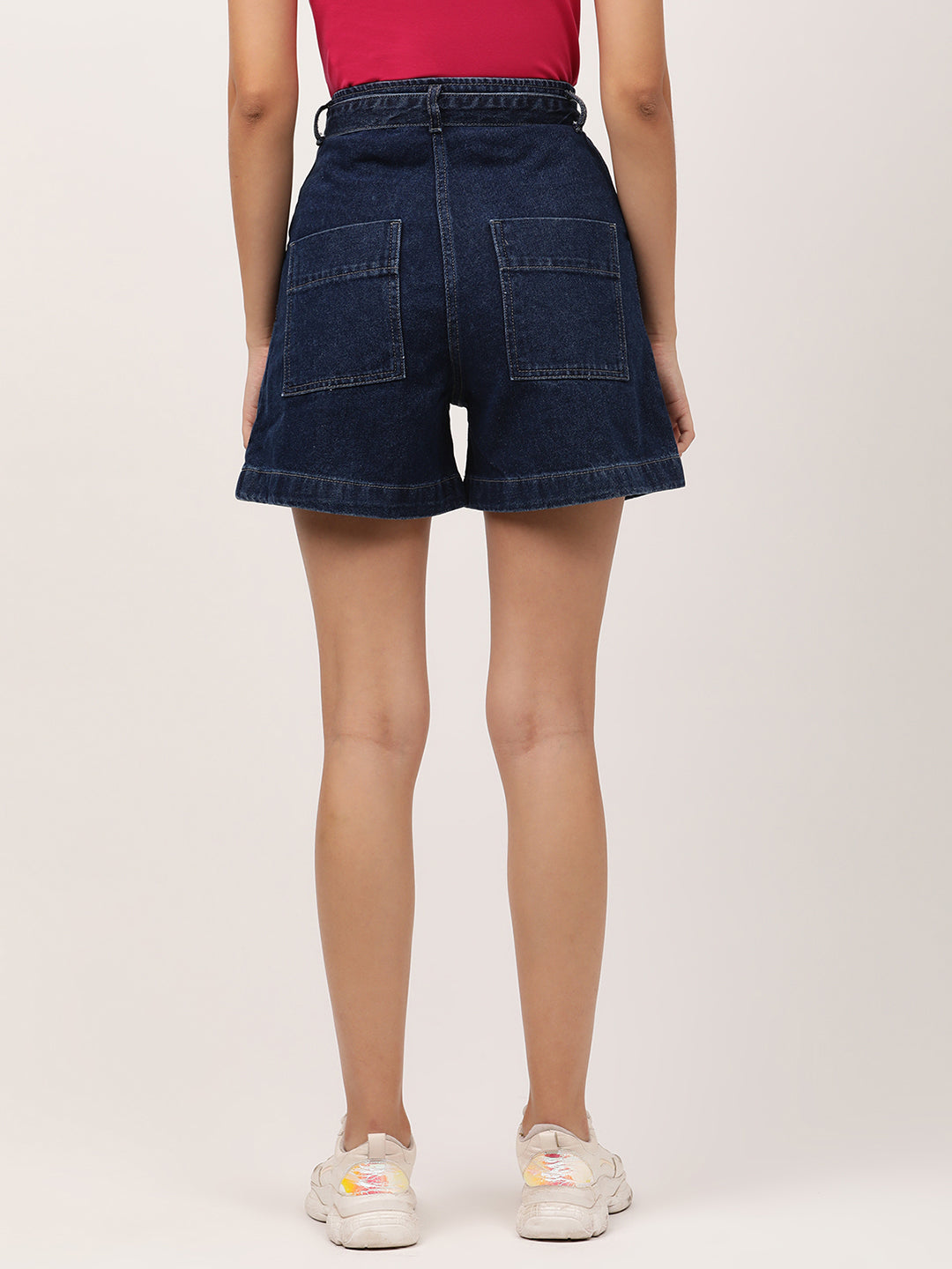 Elle Women Blue Solid Regular Fit Shorts