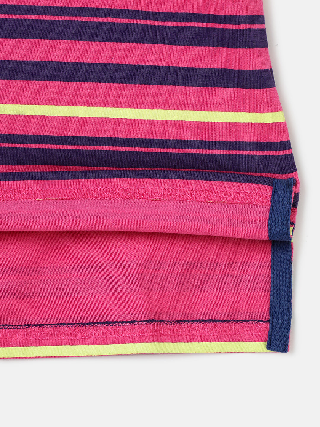 Blue Giraffe Kids Pink, Lime & Navy Striped Regular Fit Polo Tshirt