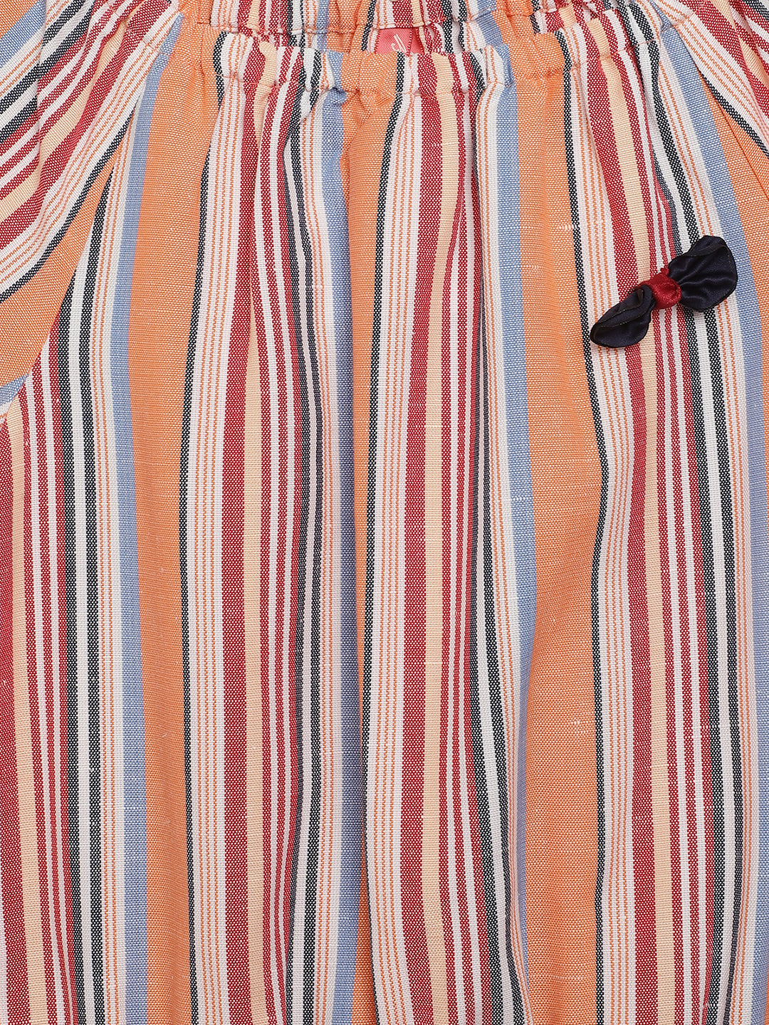 Blue Giraffe Girls Multi Striped Round Neck Playsuit