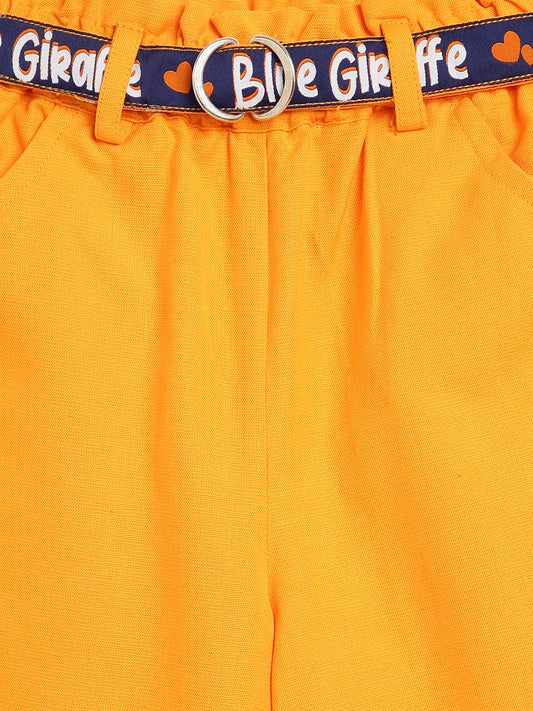Blue Giraffe Girls Orange Solid Regular Fit Trouser
