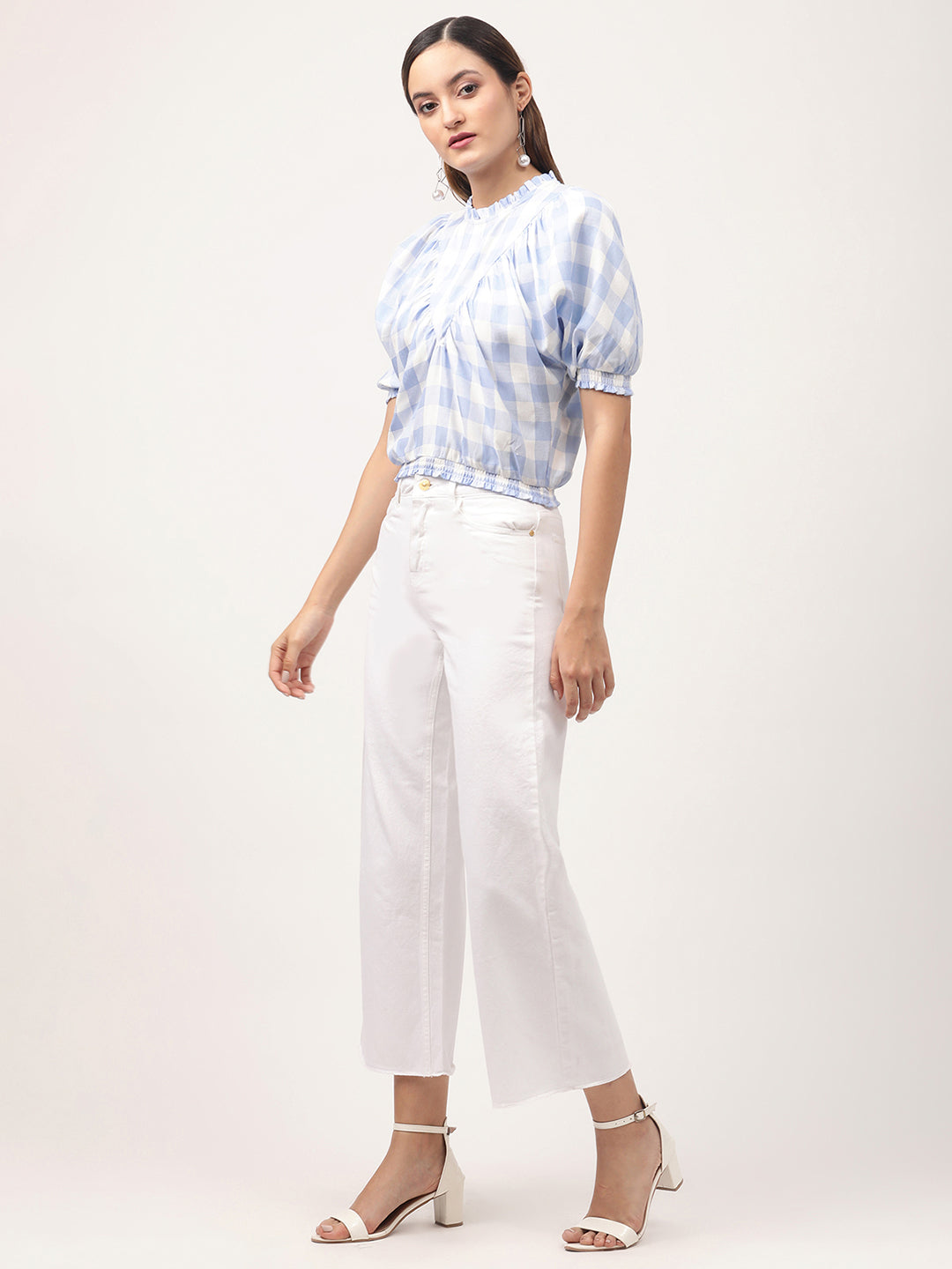 Centre Stage Women Multi Checked Round Neck Top