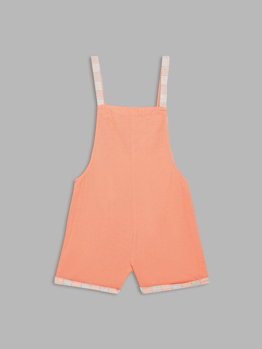 Elle Kids Girls Orange Dyed Square Neck Playsuit