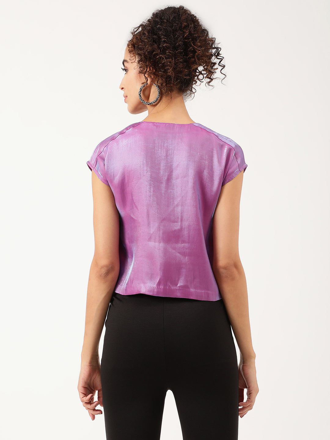 Centre Stage Women Magenta Solid Round Neck Top