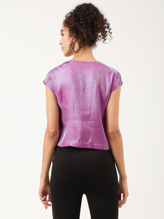 Centre Stage Women Magenta Solid Round Neck Top