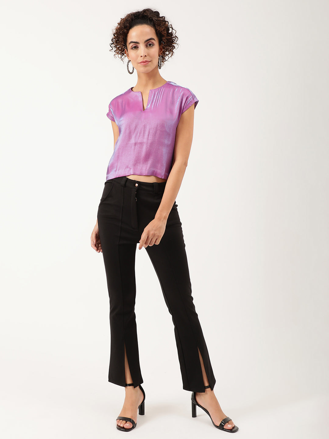 Centre Stage Women Magenta Solid Round Neck Top