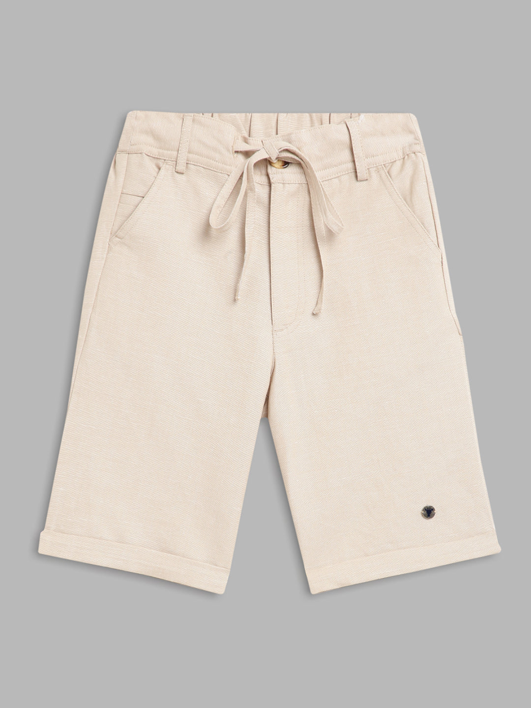 Blue Giraffe Boys Beige Solid Regular Fit Shorts