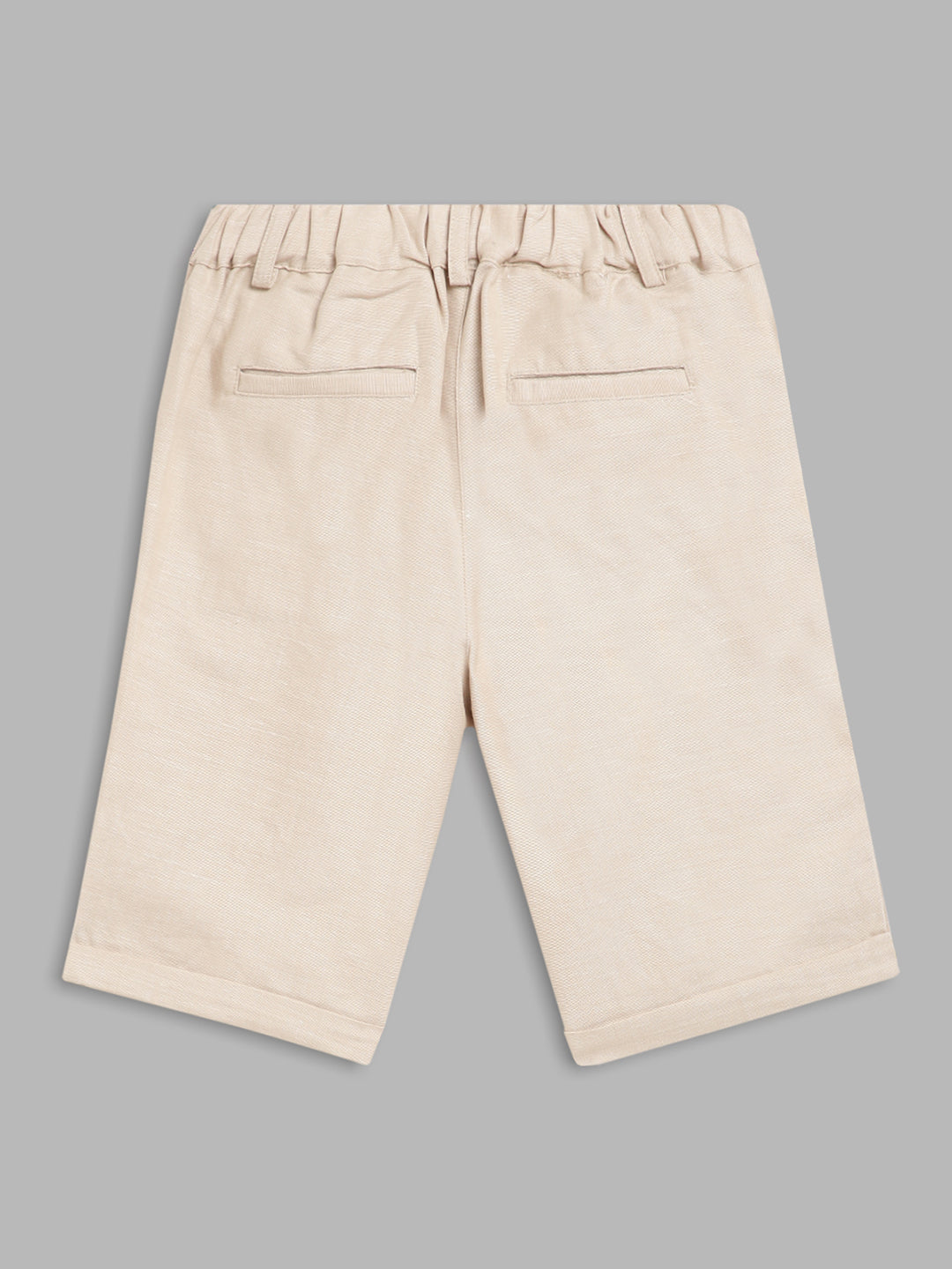 Blue Giraffe Boys Beige Solid Regular Fit Shorts