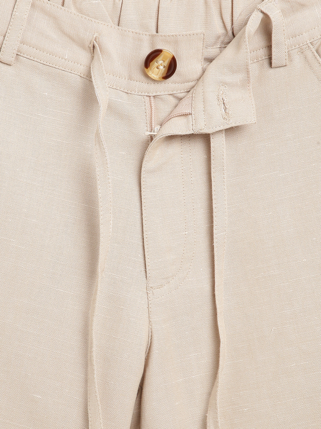 Blue Giraffe Boys Beige Solid Regular Fit Shorts