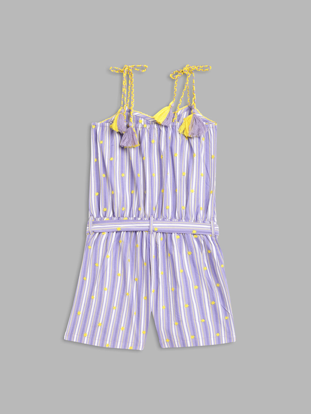 Blue Giraffe Girls White Striped V Neck Playsuit