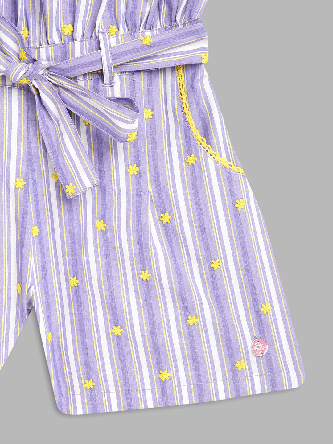 Blue Giraffe Girls White Striped V Neck Playsuit