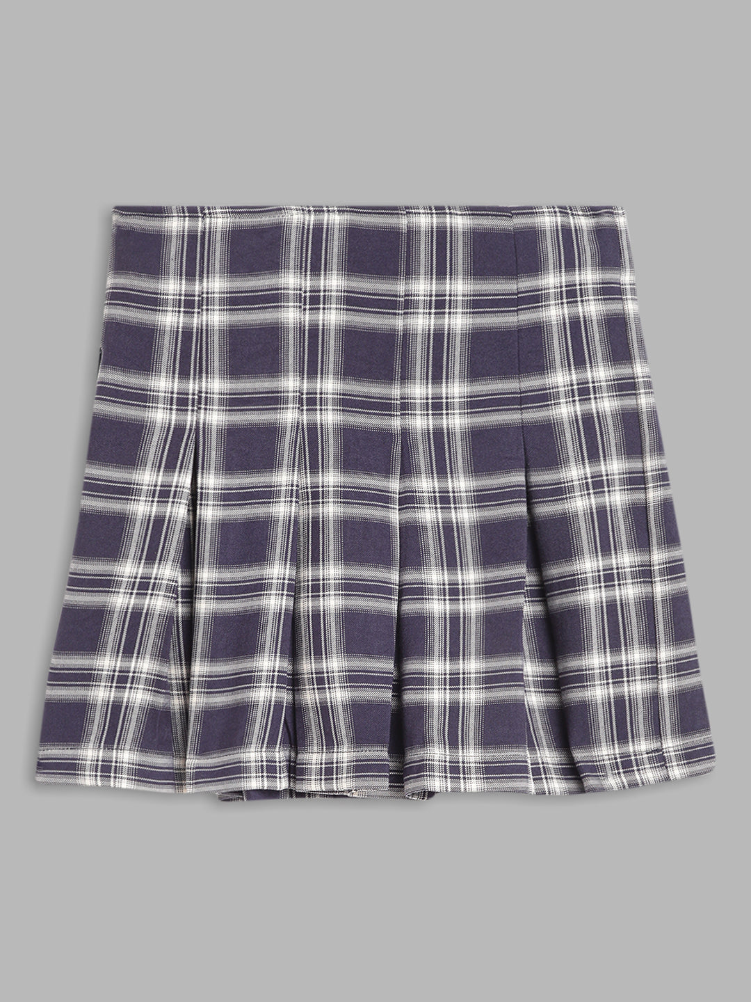 Blue Giraffe Girls Navy Blue Checked Flared Skirt