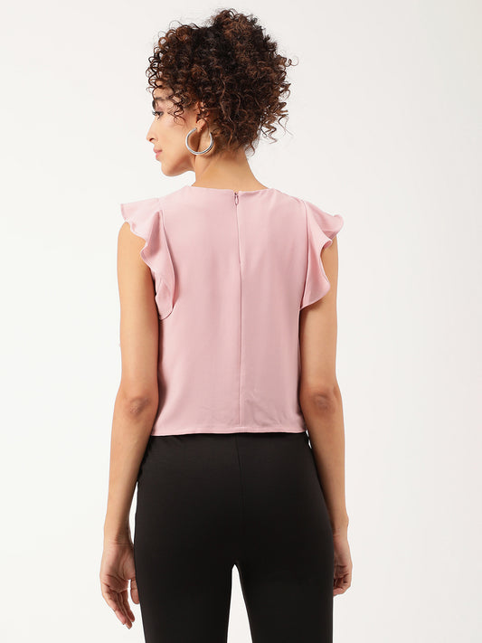 Centre Stage Women Pink Solid Round Neck Top