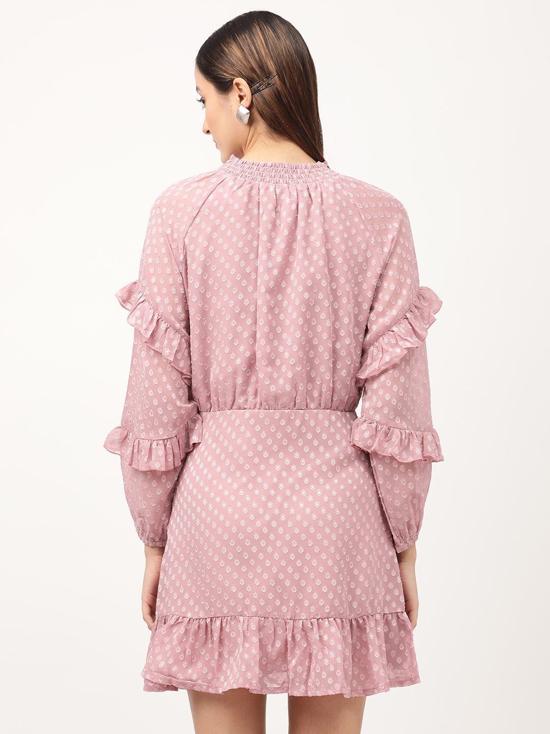 Centre Stage Women Pink Printed High Neck Dress