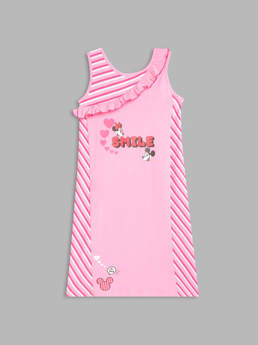 Blue Giraffe Girls Pink Solid V Neck Dress