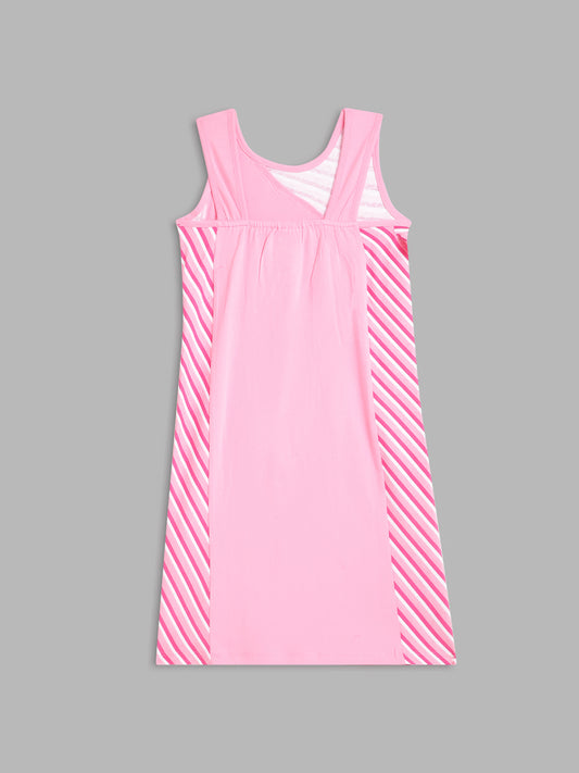 Blue Giraffe Girls Pink Solid V Neck Dress