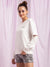 Kendall & Kylie Women Off White Solid Round Neck Sweatshirt