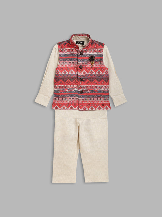 Blue Giraffe Boys Mandarin Collar Bandi Set