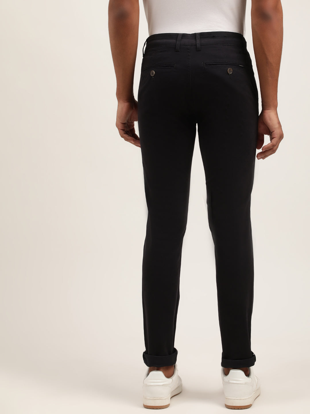 Lindbergh Men Navy Blue Solid Slim Fit Trouser