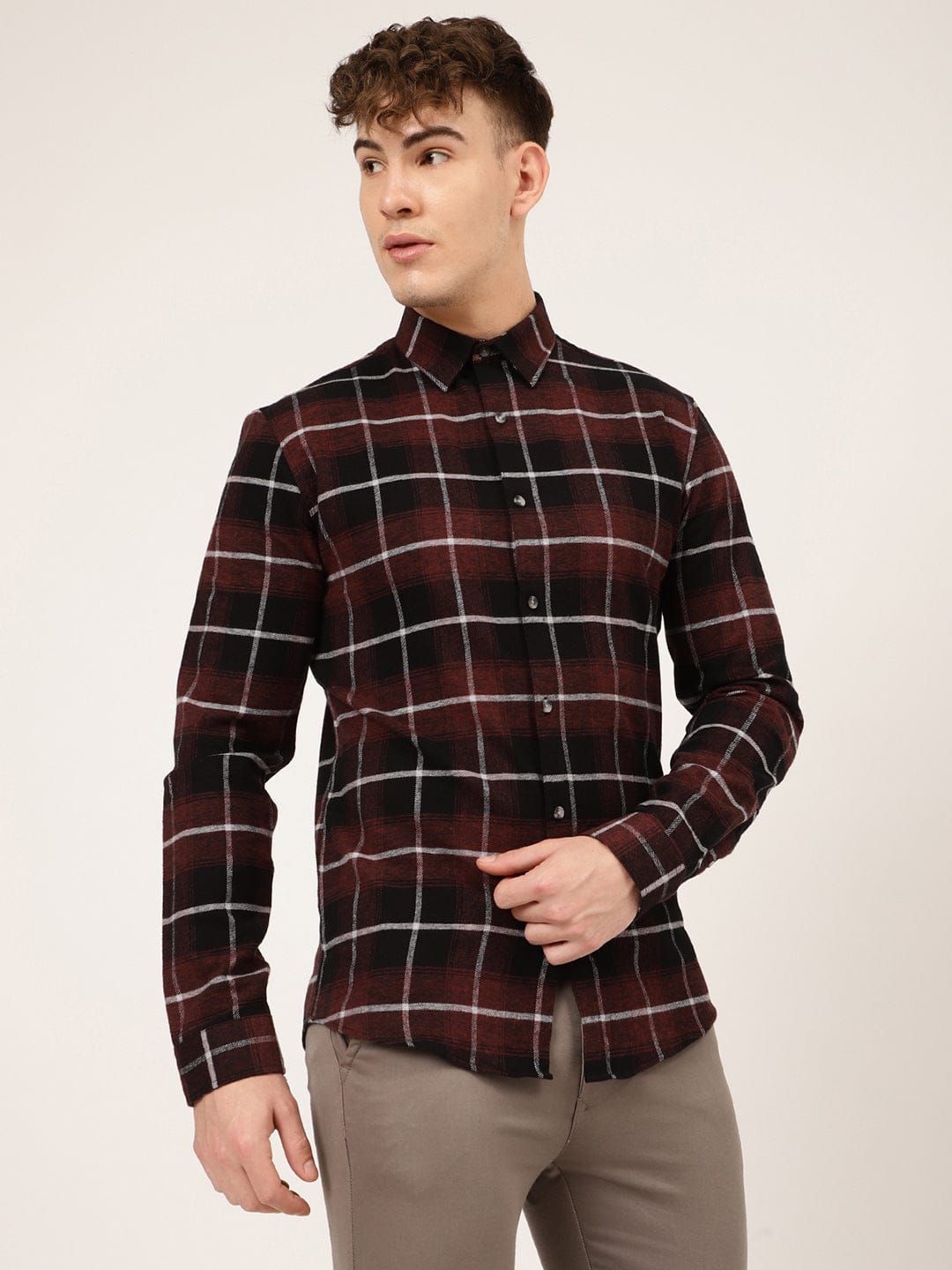 Lindbergh Men Checks Collar Shirt