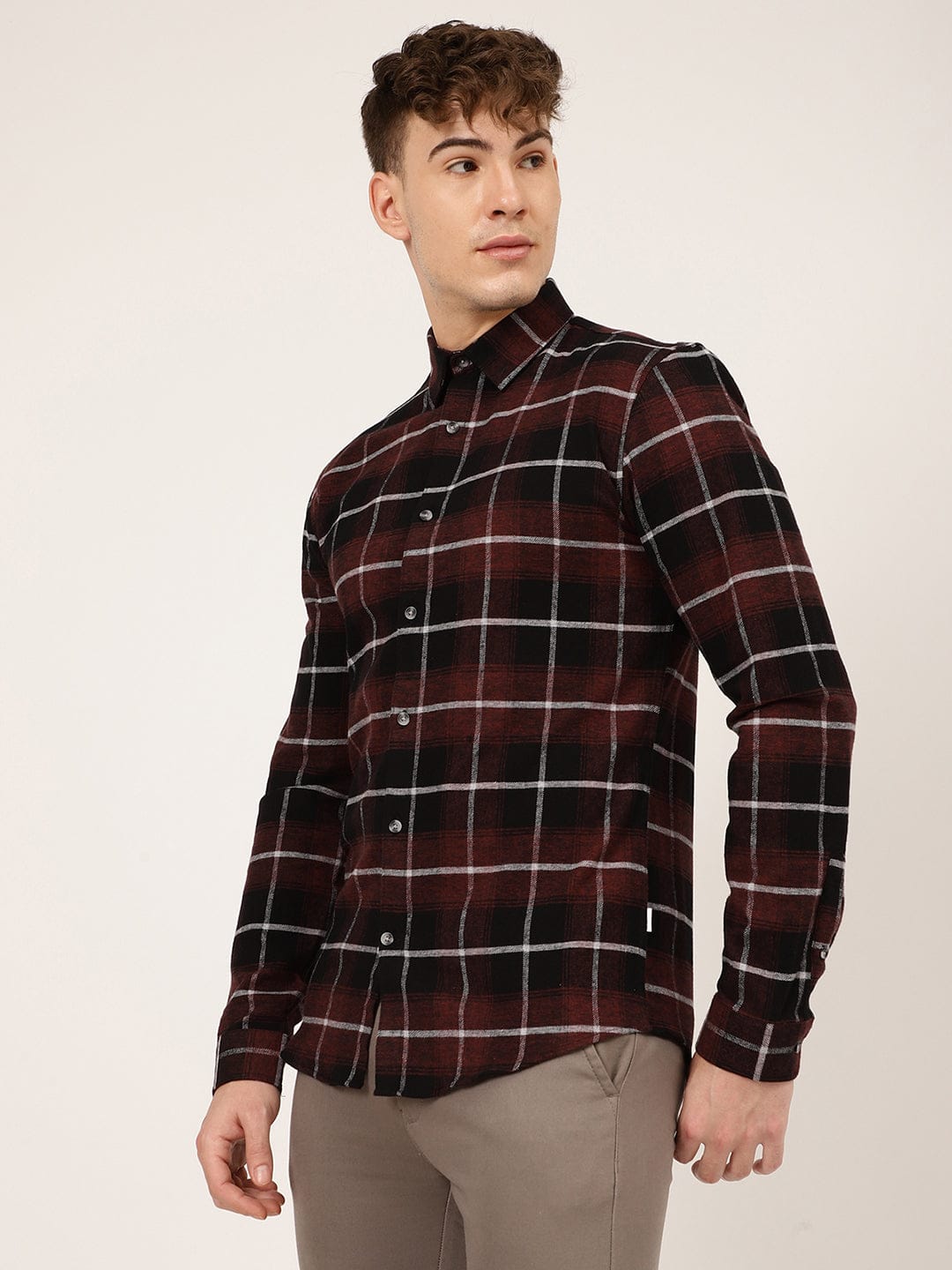 Lindbergh Men Checks Collar Shirt