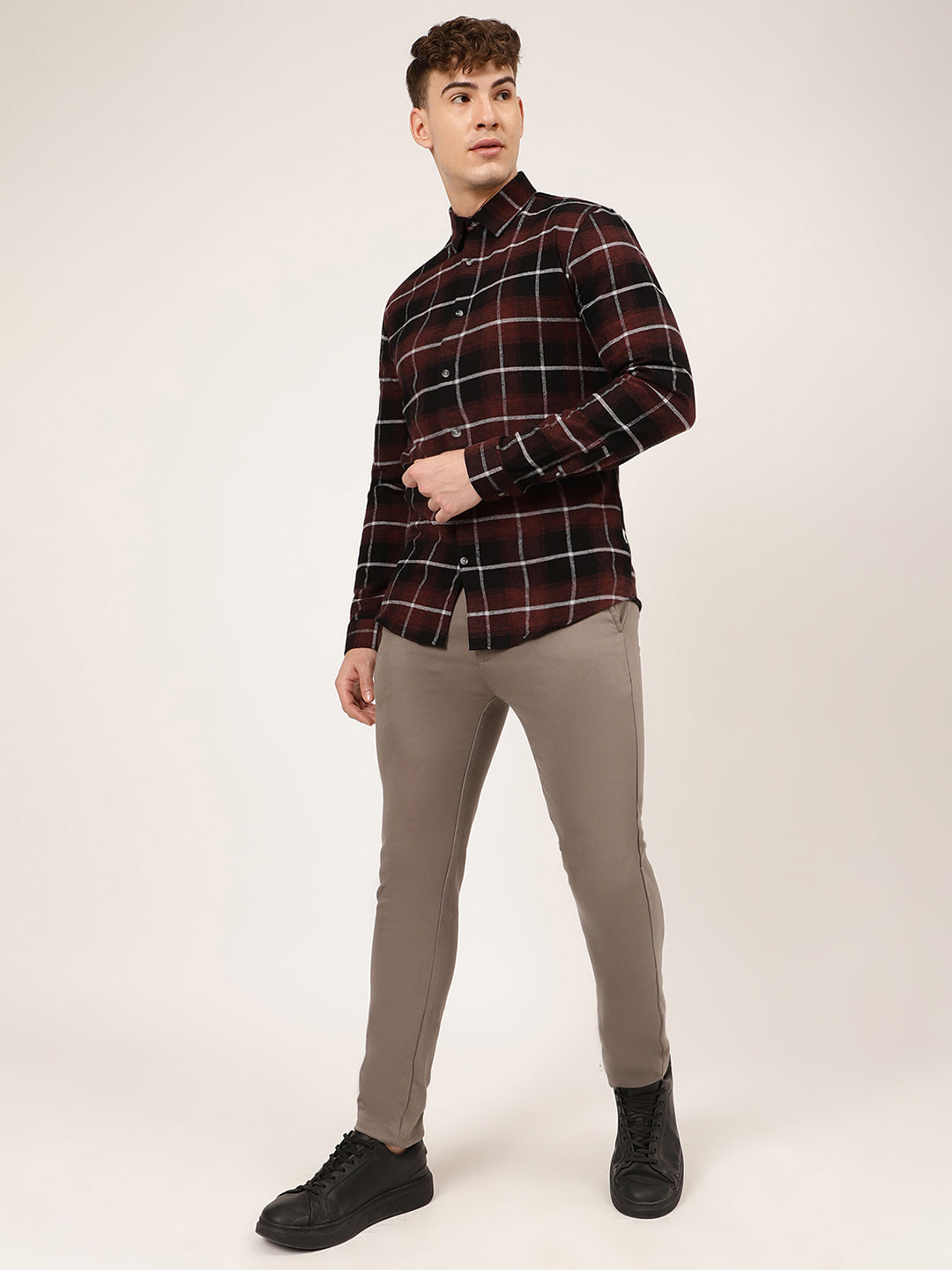 Lindbergh Men Checks Collar Shirt