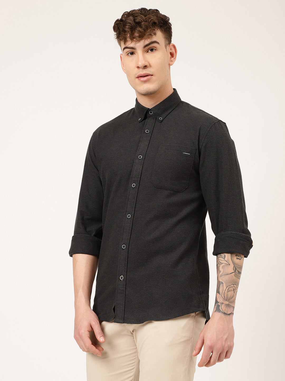 Lindbergh Men Black Solid Collar Shirt