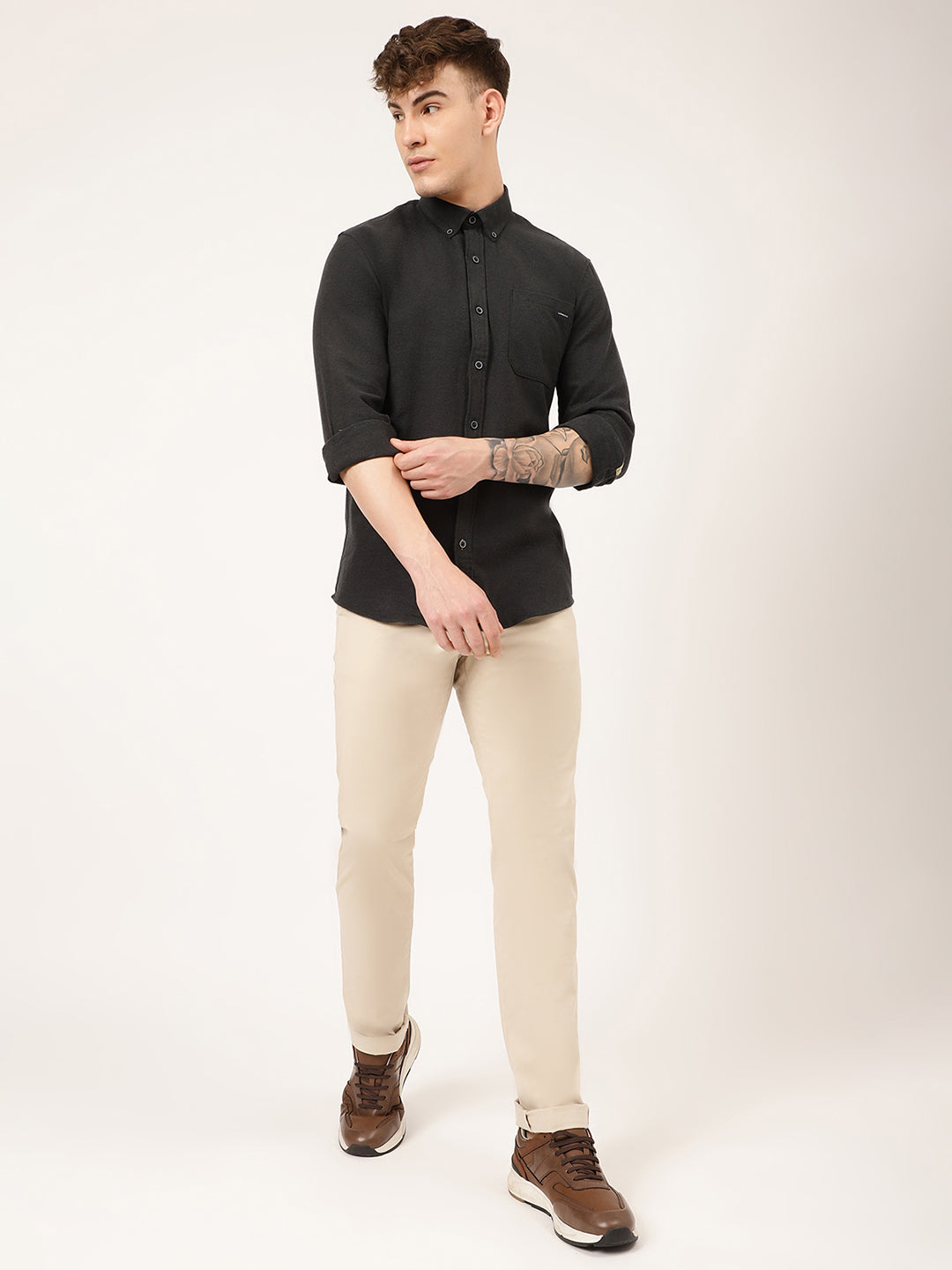 Lindbergh Men Black Solid Collar Shirt