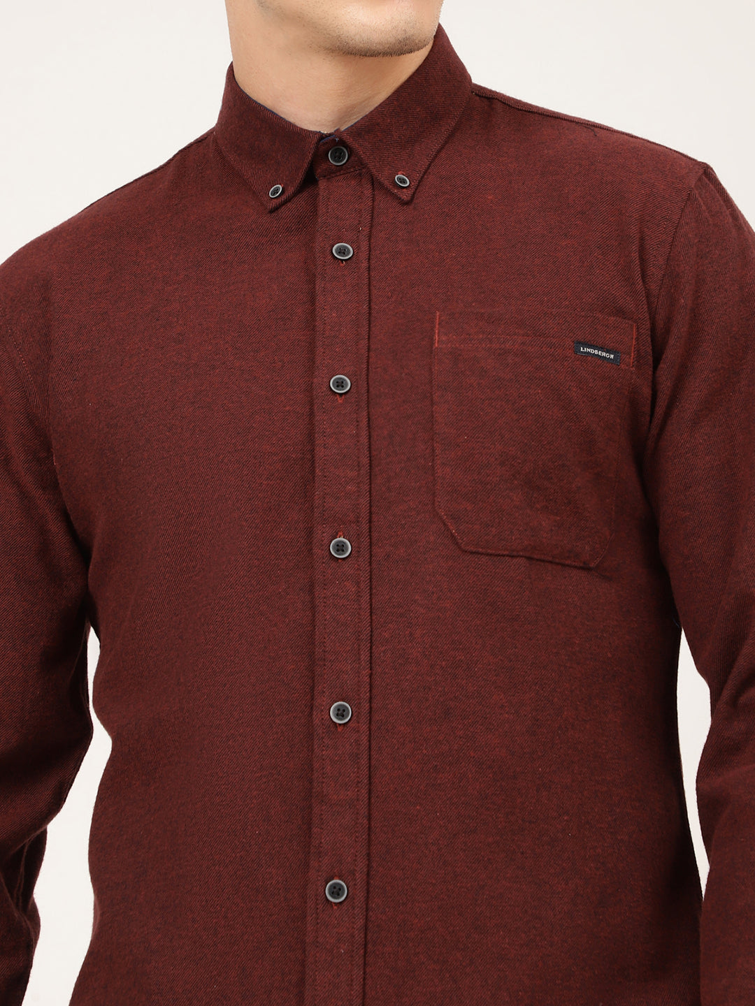 Lindbergh Men Red Solid Collar Shirt
