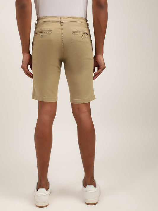 Lindbergh Men Khaki Solid Regular Fit Shorts